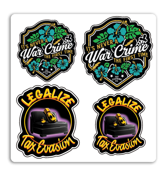 Tax Evasion/ Hawaiian War Crime Sticker Pack