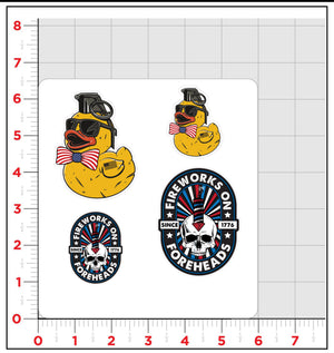 Fireworks on Foreheads/ Patriotic Quack Sticker Pack